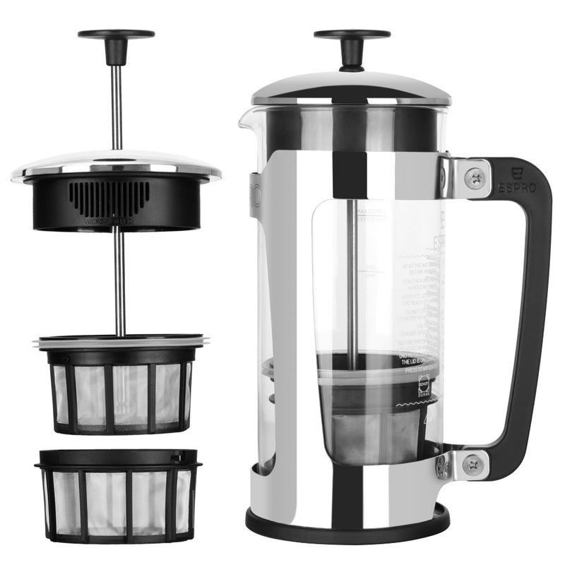 ESPRO P5 French Press Coffee Maker â€“ Patented Double Micro-Filter for Grit Free Brew, Heat-Resistant Thicker Borosilicate Glass Coffee Press â€“ 18 oz - Image 1